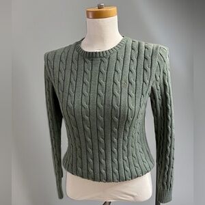 Polo Ralph Lauren Blue Label Cable-Knit Crewneck Sweater Green M Preppy Easter